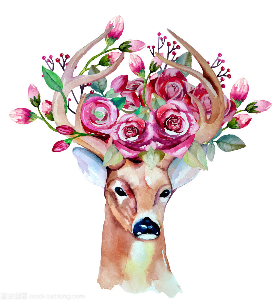 手画里的鹿与花，画布上的诗意和鸣